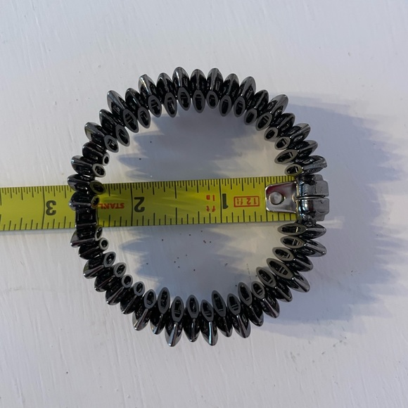 Set of sparkly rhinestone bracelets. One clear one black with magnetic closure. - Picture 2 of 4